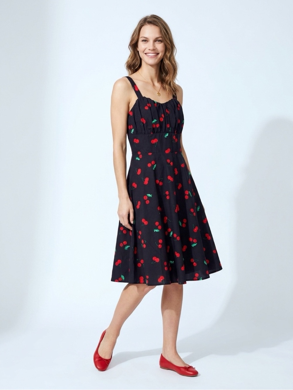 Black Cherry Print Sundress - Women